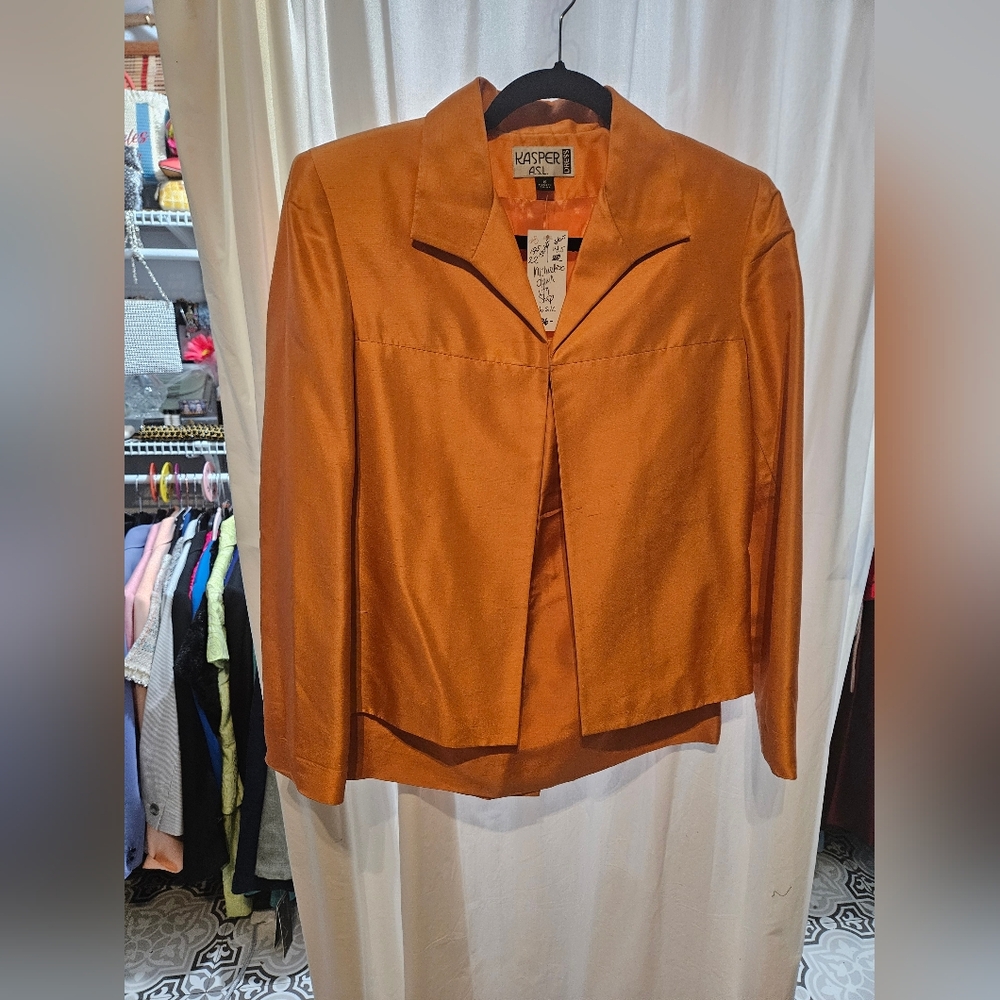 Kasper Women's Vibrant Orange Blazer And Skirt Set